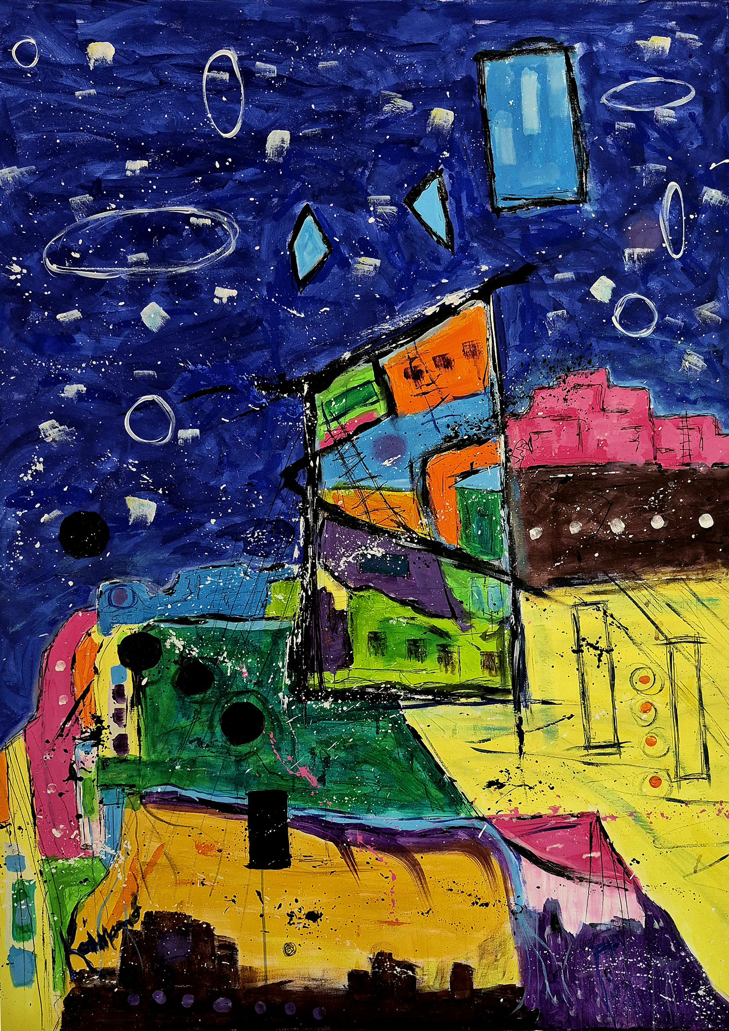Abstract Expressionist Paintings by Jack Mento at Big Basin Tasting Room